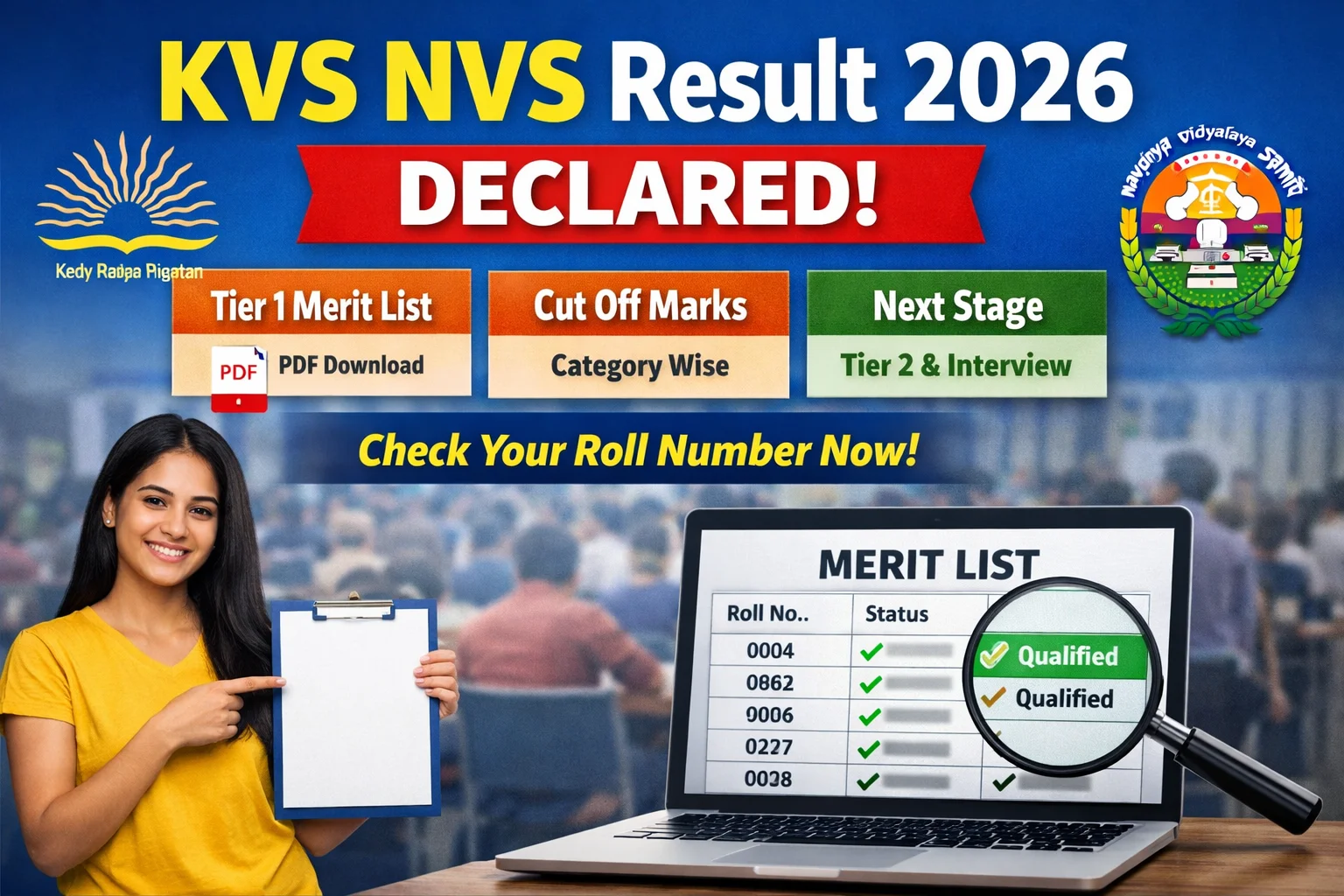 NVS Result 2026 Declared: Tier 1 Merit List